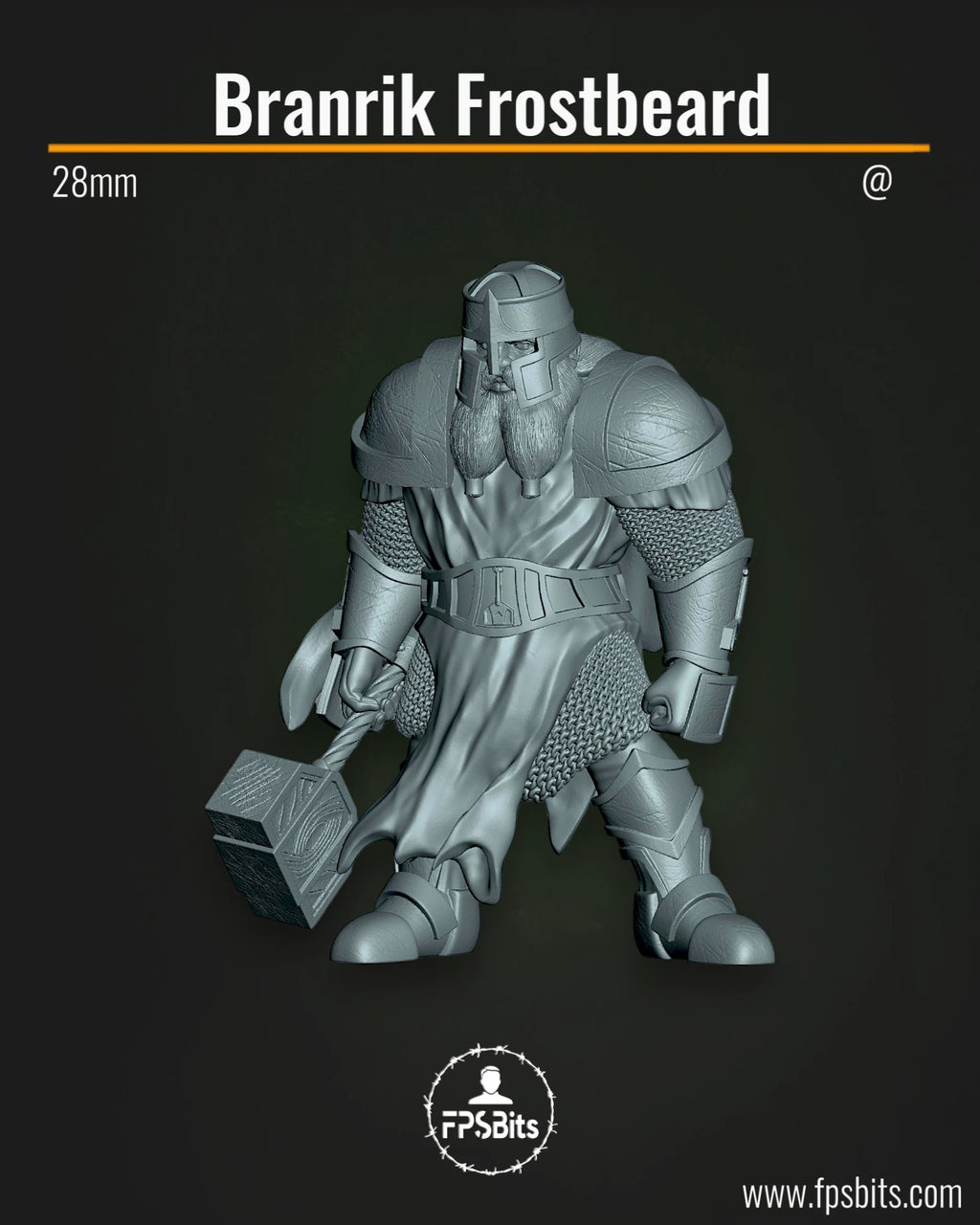 Branrik Frostbeard Zwergen Miniatur für Tabletop und Fantasy Dioramen – FPSBits