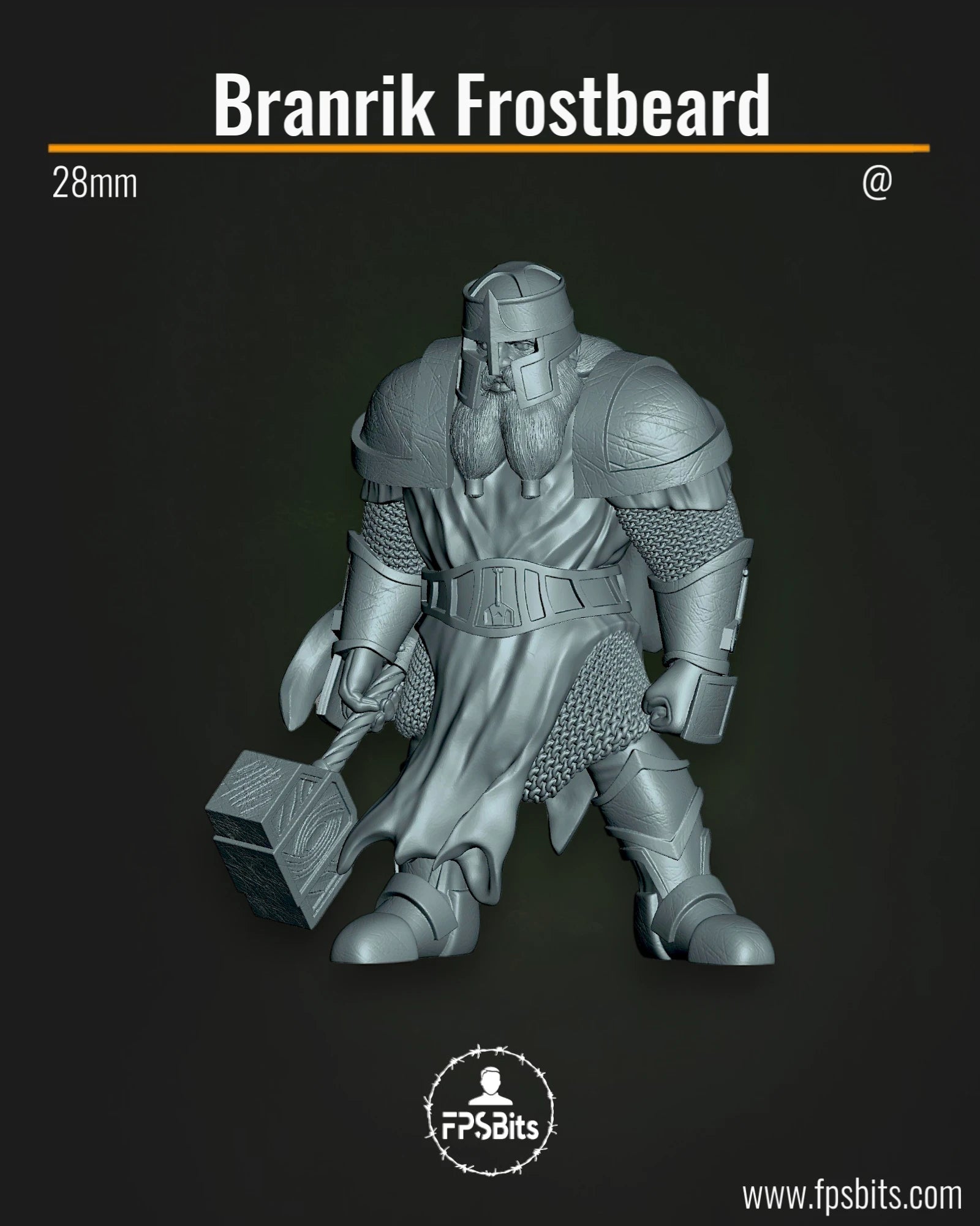 Branrik Frostbeard Zwergen Miniatur für Tabletop und Fantasy Dioramen – FPSBits