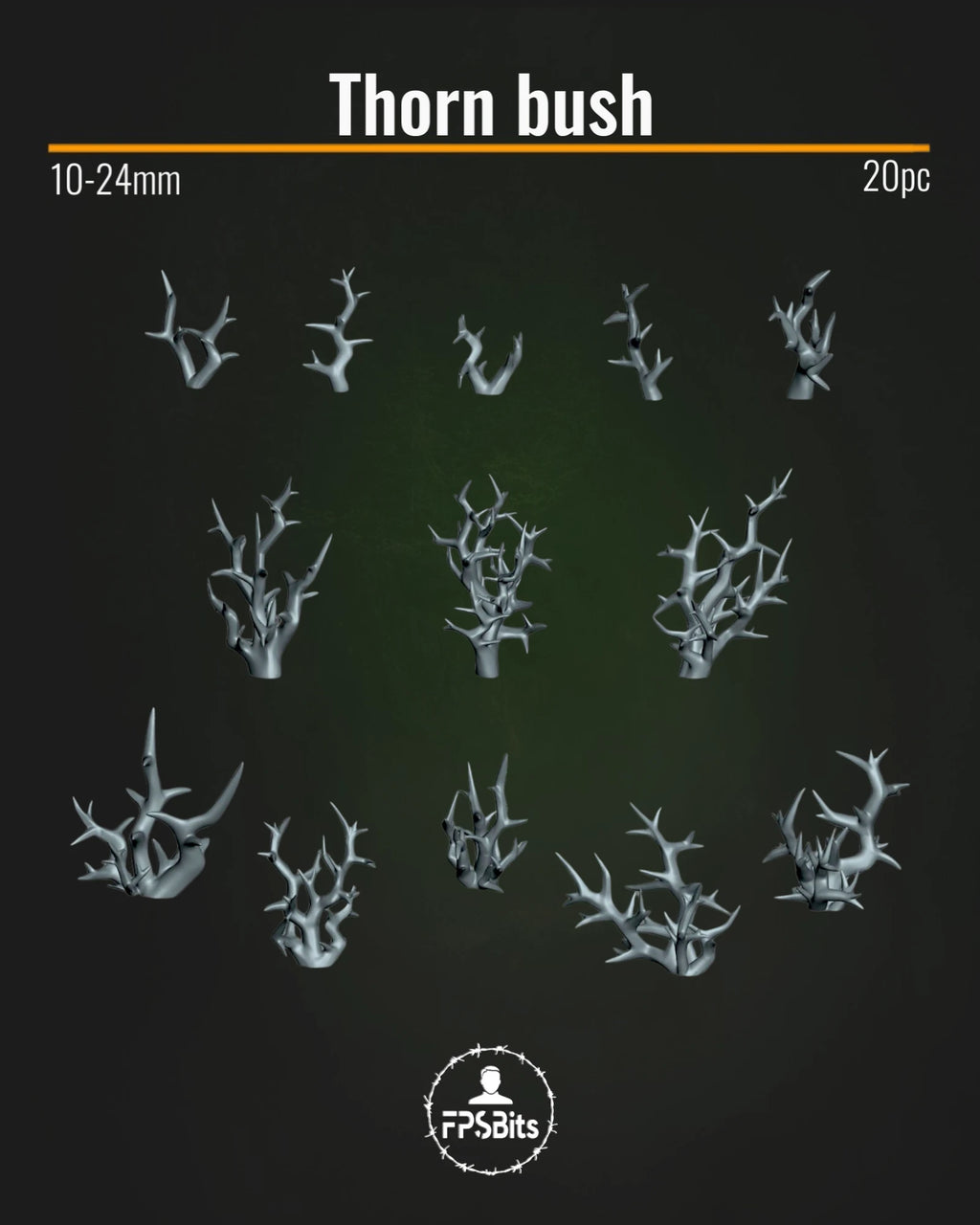 Dornenbusch Pflanzen Bits für Tabletop Bases und Natur Dioramen – 3D gedruckte Vegetation von FPSBits
