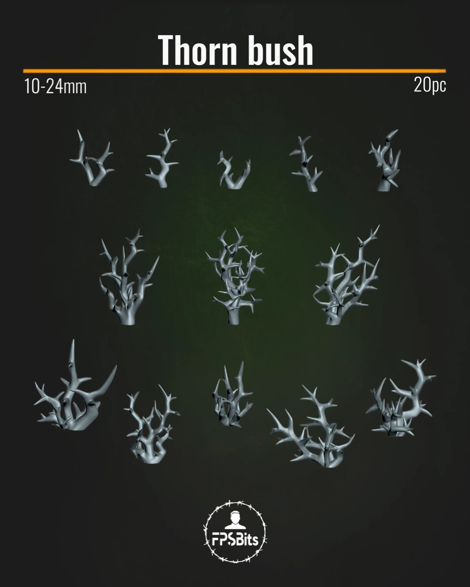 Dornenbusch Pflanzen Bits für Tabletop Bases und Natur Dioramen – 3D gedruckte Vegetation von FPSBits