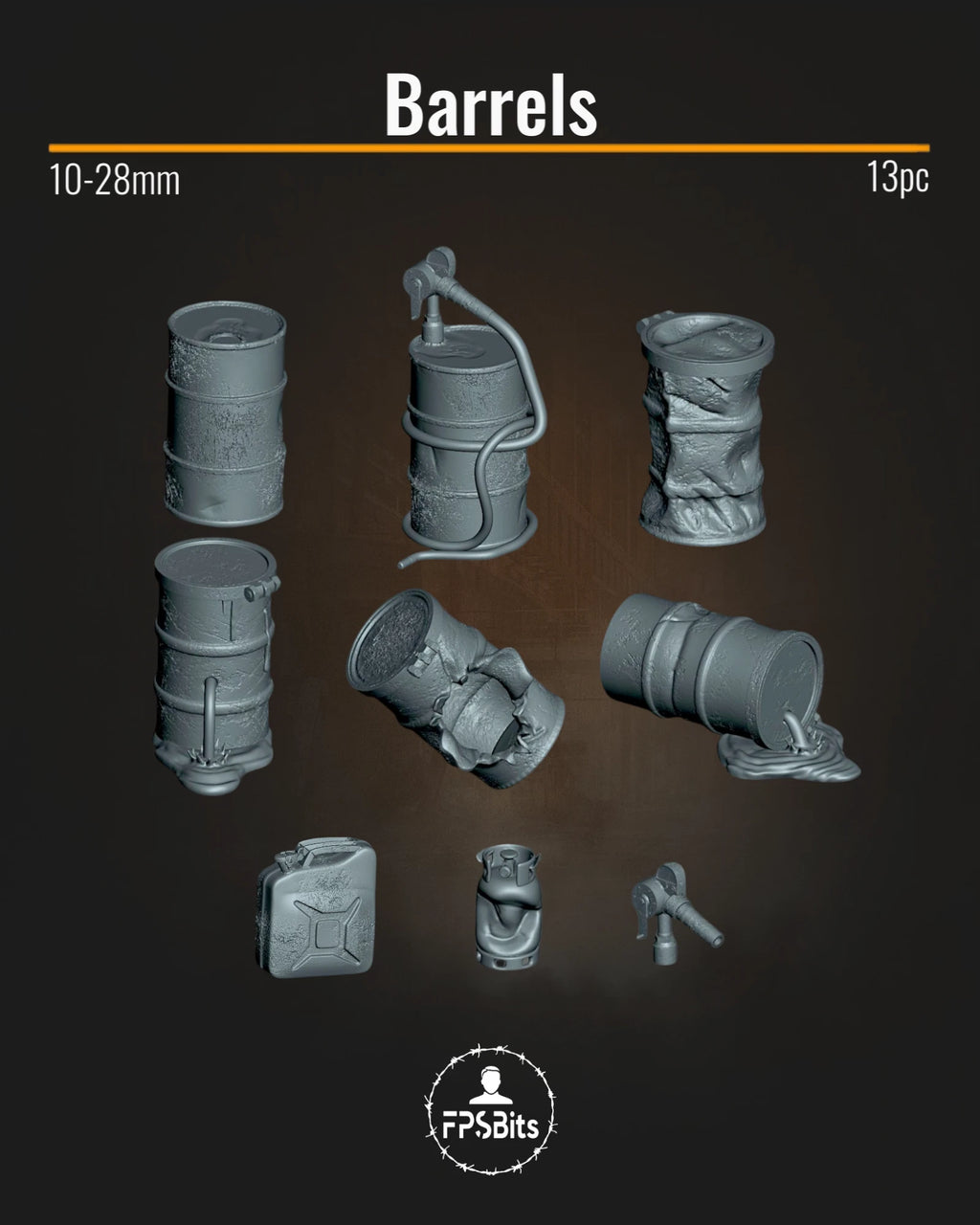 Fässer ausgelaufen Terrain Bits für Tabletop Städte, Lager und Dioramen – FPSBits