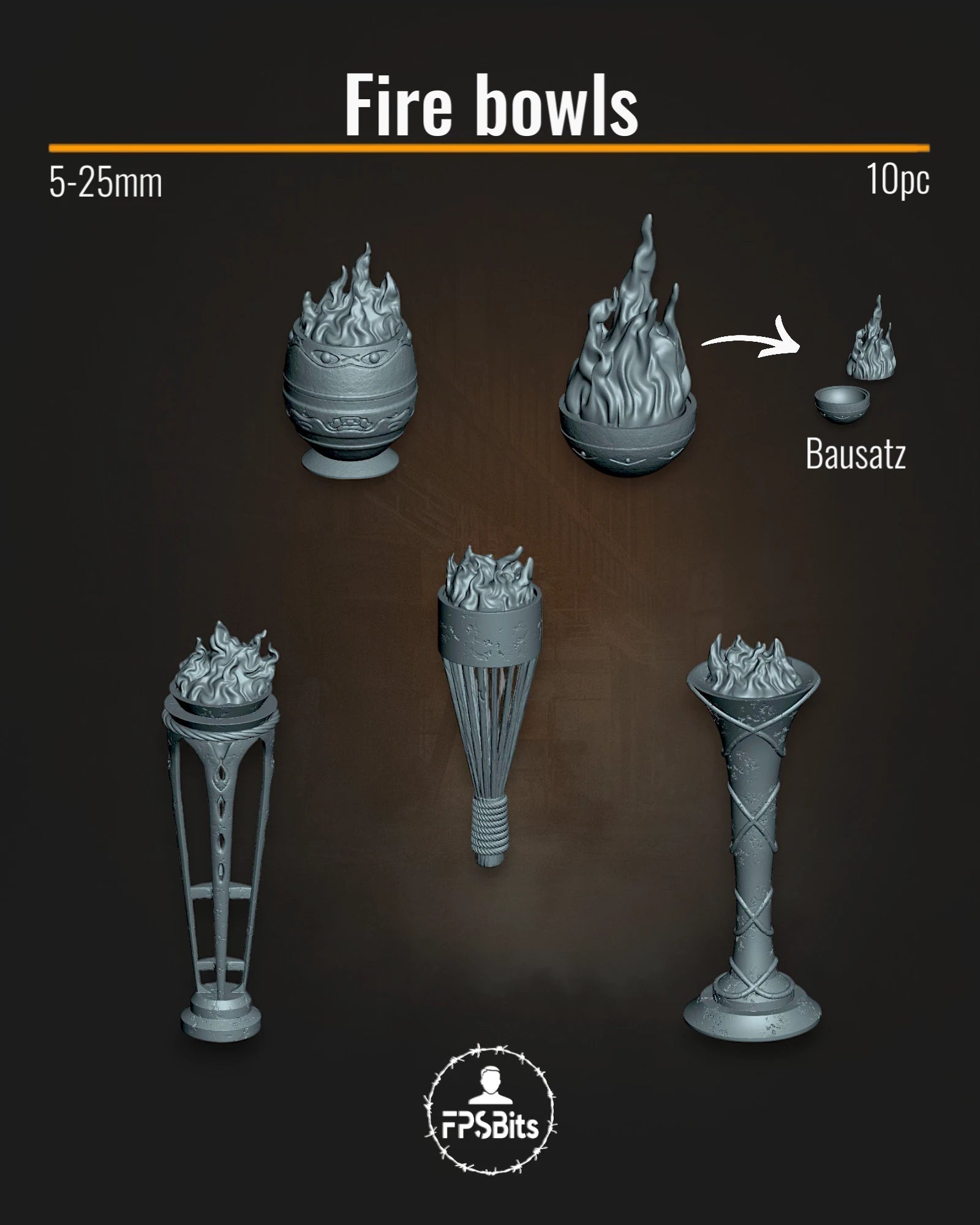 Feuerschalen Flamen Schale Terrain Bits für Tabletop Lager und Dioramen – FPSBits