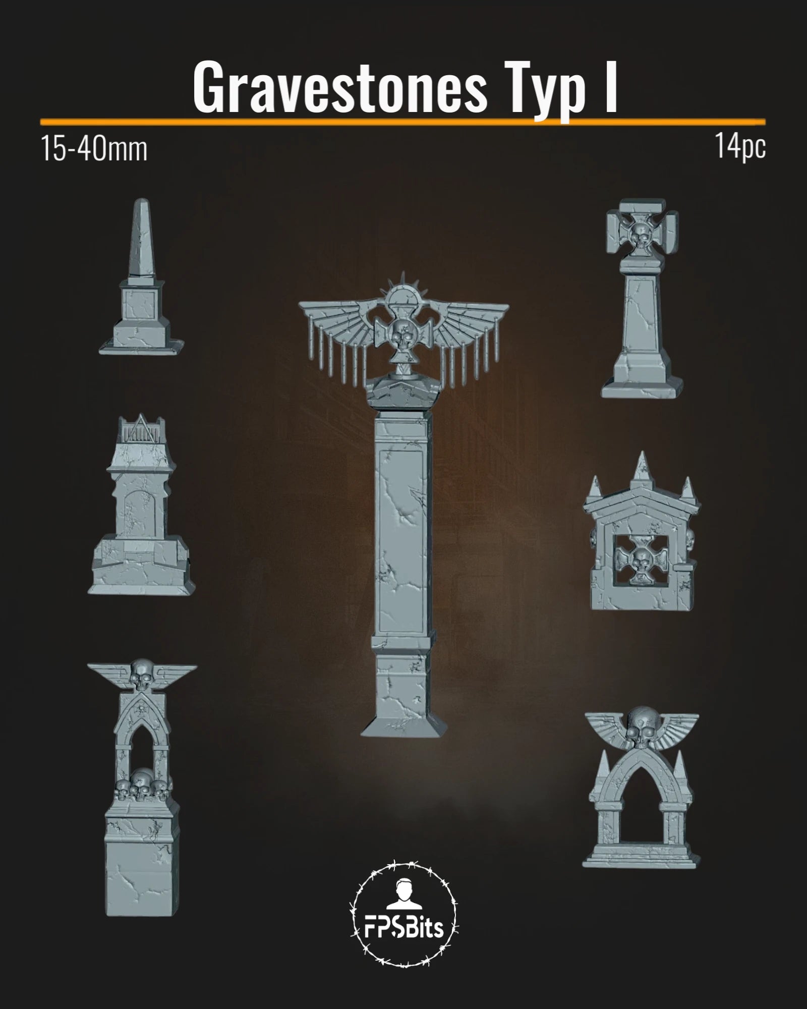 Grabsteine Terrain Bits für Friedhof Dioramen und Tabletop Bases – FPSBits