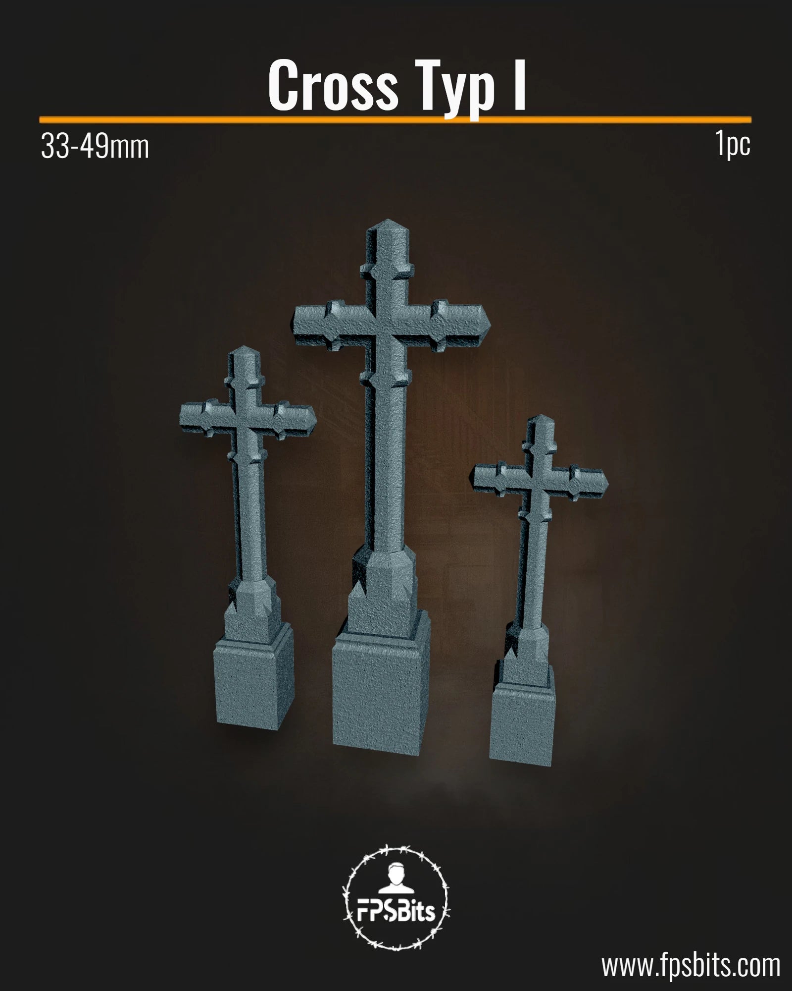 Kreuz Terrain Bit für Friedhof Dioramen und Tabletop Bases – FPSBits 