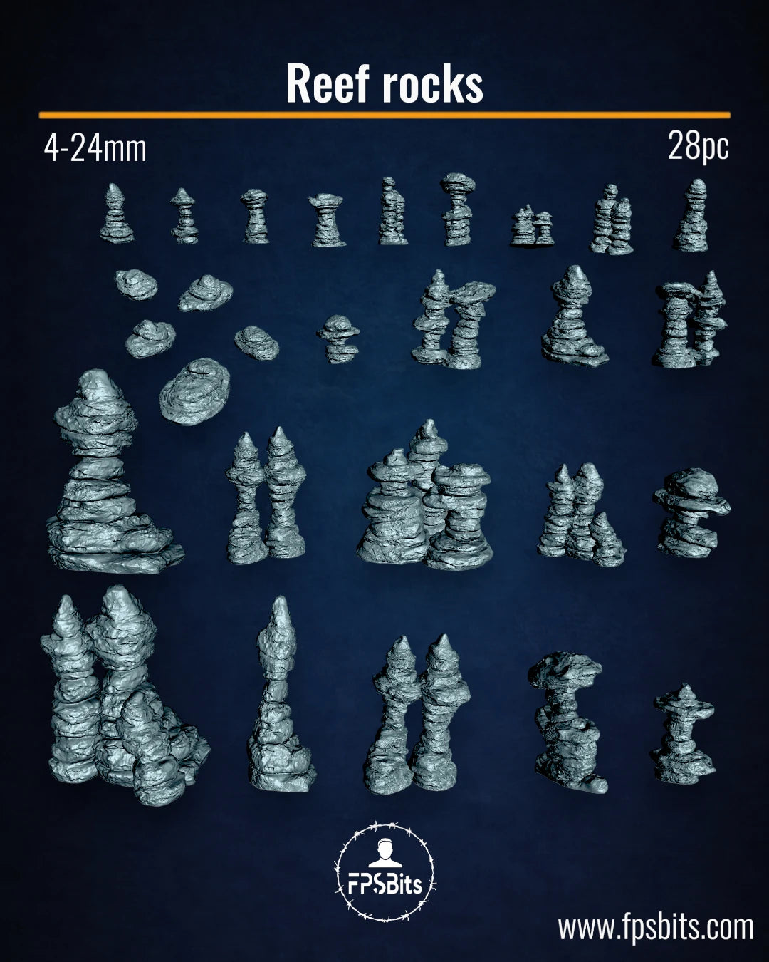 Rif Felsen Unterwasser Terrain Bits für Tabletop Dioramen und Riff Bases – FPSBits