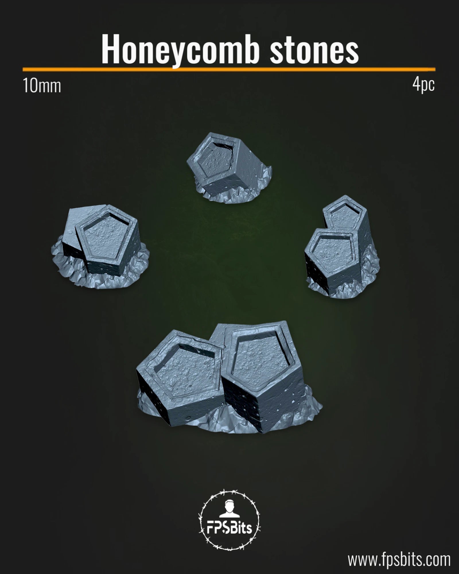 Wabensteine Terrain Bits für Tabletop Bases und Dioramen – FPSBits