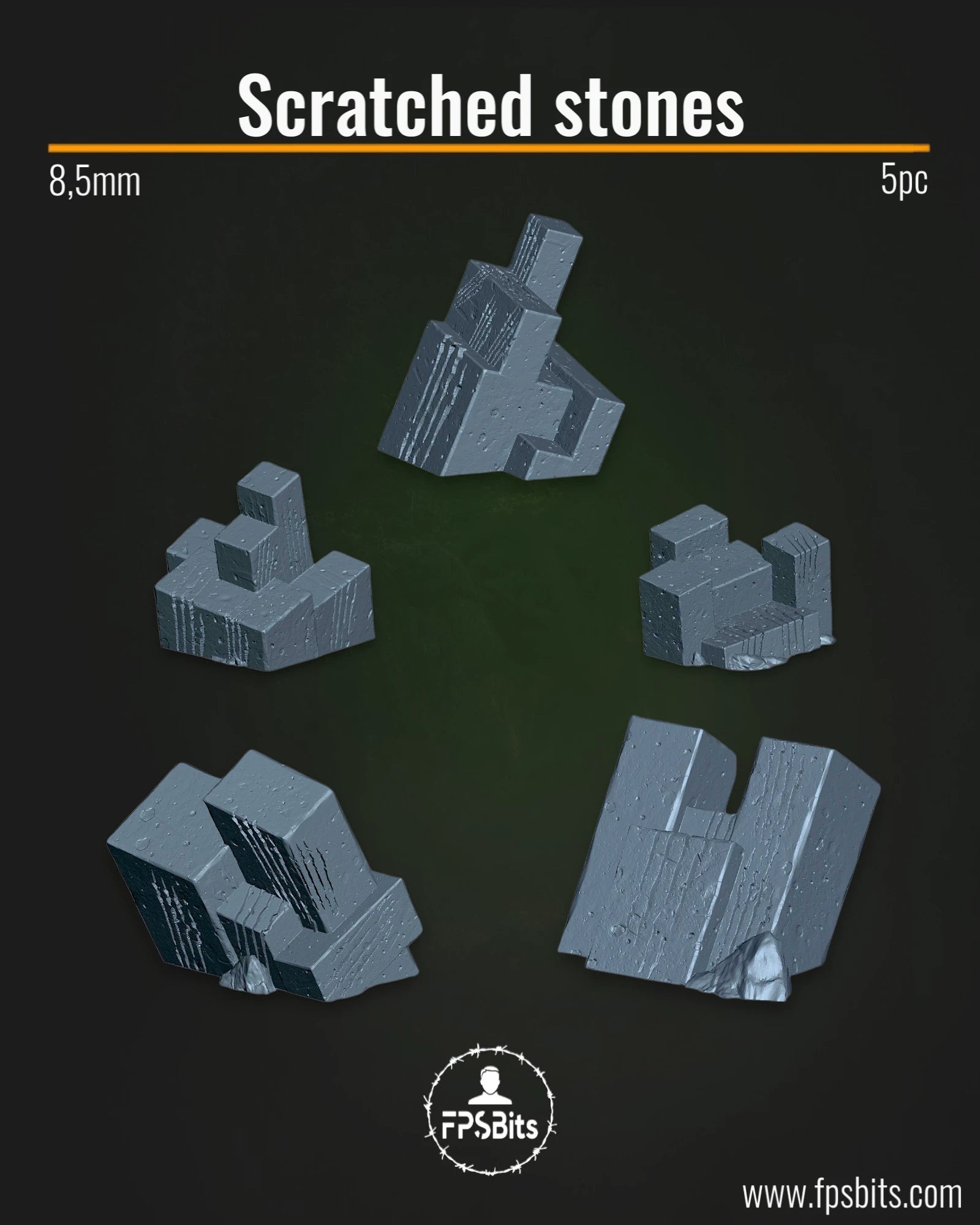 Zerkratzte Steine Terrain Bits für Tabletop Bases und Dioramen – FPSBits